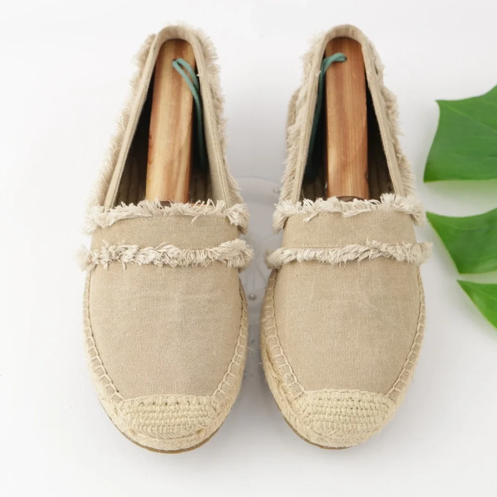 Joie Womens Vivienne Espadrille Shoe Size 38 8 Tan Canvas Flats Fringe Slip On